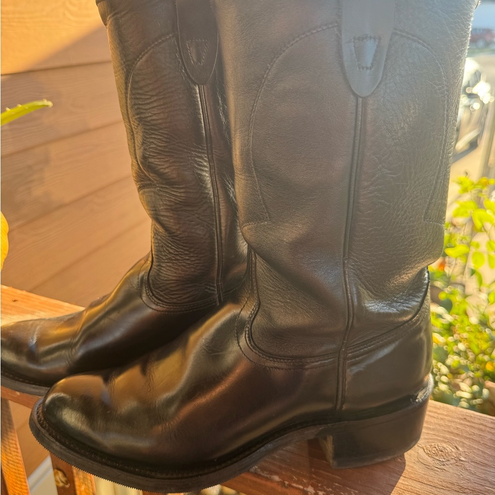 Classic Black Western Leather Boots